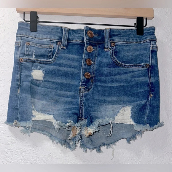 American Eagle Hi-Rise Shortie Jean Shorts, Size 2 - Picture 1 of 8
